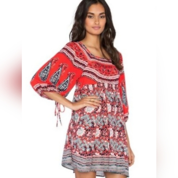 Midsummer's Dream Dress by Free People, specifically in the "Poppy Combo" Small - Picture 8 of 9
